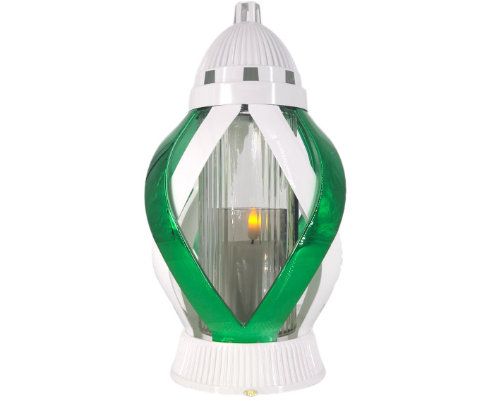 Znicz na boże narodzenie choinka metalizowany biało zielony piękny 29cm