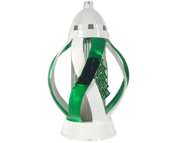 Znicz na boże narodzenie choinka metalizowany biało zielony piękny 29cm