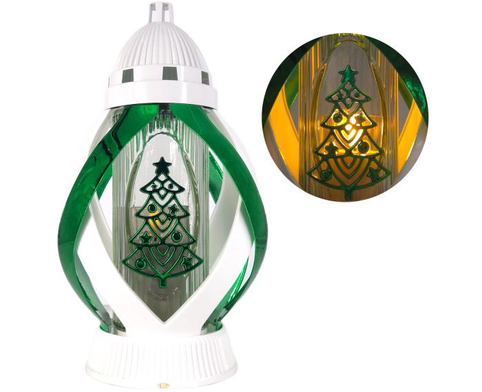 Znicz na boże narodzenie choinka metalizowany biało zielony piękny 29cm