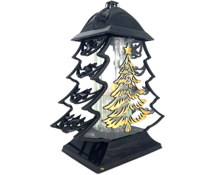 Duży znicz 34cm choinka boże narodzenie czarno złoty