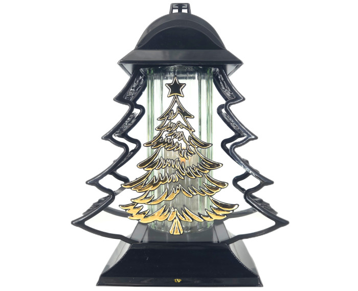 Duży znicz 34cm choinka boże narodzenie czarno złoty