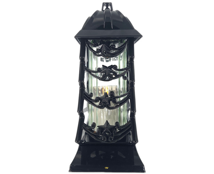 Duży znicz 34cm choinka boże narodzenie czarno srebrny