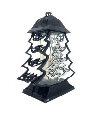 Duży znicz 34cm choinka boże narodzenie czarno srebrny