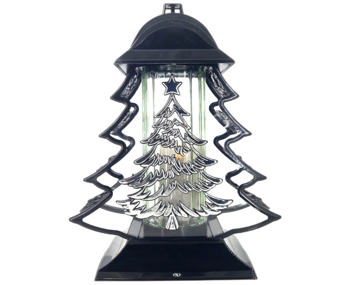 Duży znicz 34cm choinka boże narodzenie czarno srebrny