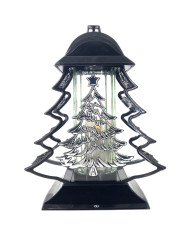 Duży znicz 34cm choinka boże narodzenie czarno srebrny