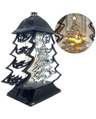 Duży znicz 34cm choinka boże narodzenie czarno srebrny