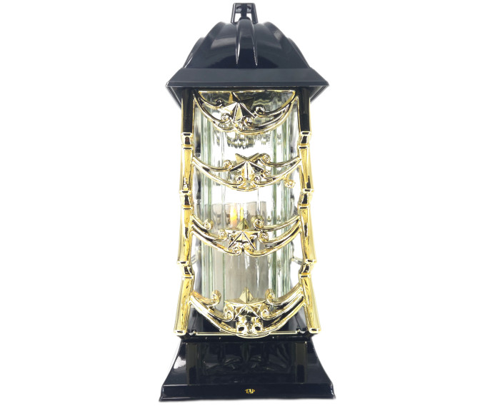 Duży znicz 34cm choinka boże narodzenie piękny metalizowany złoty lampion