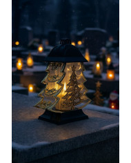 Duży znicz 34cm choinka boże narodzenie piękny metalizowany złoty lampion