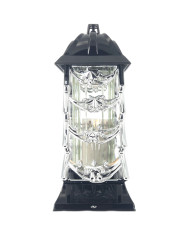 Duży znicz 34cm choinka boże narodzenie piękny metalizowany srebrny lampion