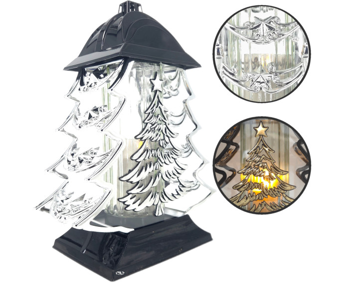 Duży znicz 34cm choinka boże narodzenie piękny metalizowany srebrny lampion