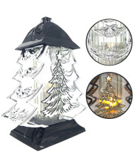 Duży znicz 34cm choinka boże narodzenie piękny metalizowany srebrny lampion