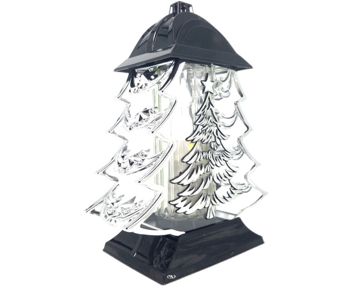 Duży znicz 34cm choinka boże narodzenie piękny metalizowany srebrny lampion