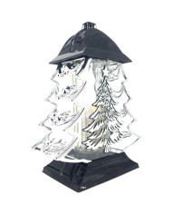 Duży znicz 34cm choinka boże narodzenie piękny metalizowany srebrny lampion