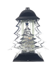 Duży znicz 34cm choinka boże narodzenie piękny metalizowany srebrny lampion