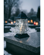 Duży znicz 34cm choinka boże narodzenie piękny metalizowany srebrny lampion