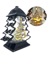 Duży znicz 34cm choinka boże narodzenie czarno złoty