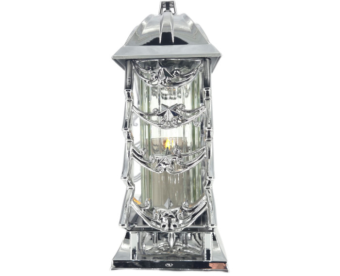 Duży znicz metalizowany glamour srebrny 34cm choinka boże narodzenie piękny