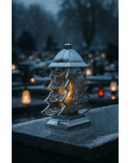 Duży znicz metalizowany glamour srebrny 34cm choinka boże narodzenie piękny