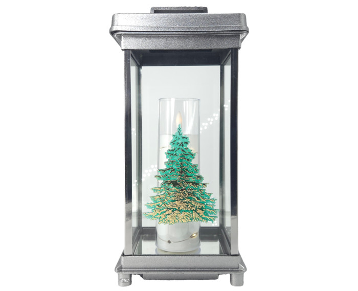 Duży znicz kapliczka srebrna boże narodzenie choinka zielona 32cm