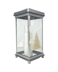 Duży znicz kapliczka srebrna boże narodzenie choinka biała 32cm