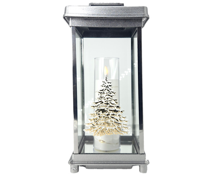 Duży znicz kapliczka srebrna boże narodzenie choinka biała 32cm