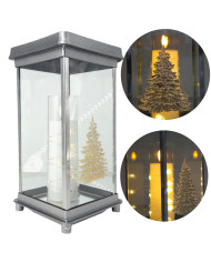 Duży znicz kapliczka srebrna boże narodzenie choinka biała 32cm