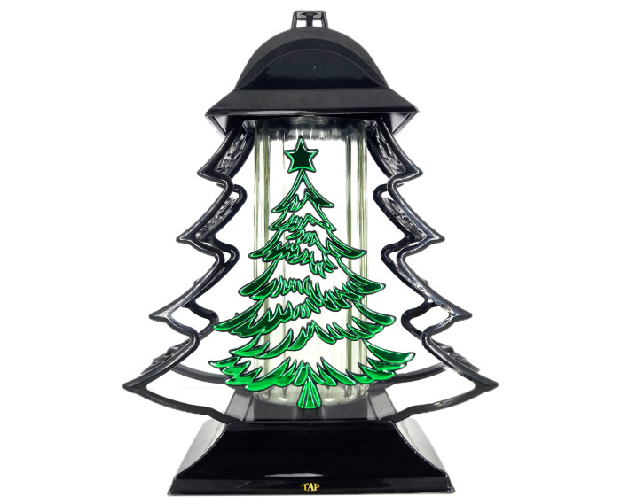 Duży znicz 34cm choinka boże narodzenie czarno zielony