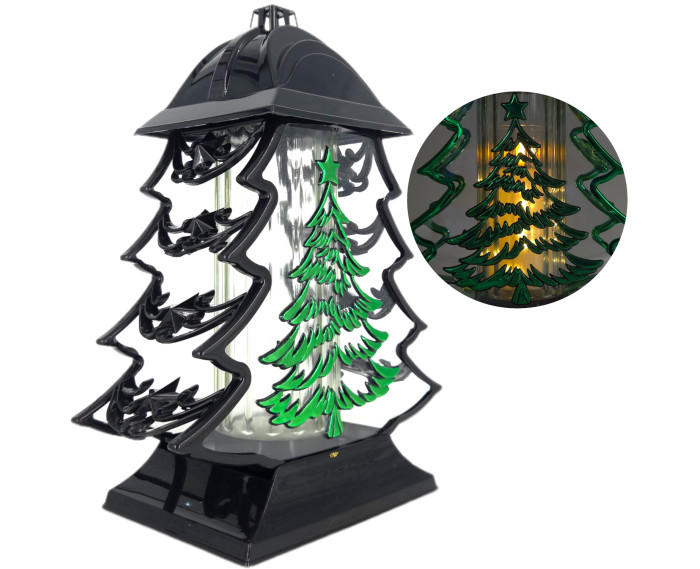 Duży znicz 34cm choinka boże narodzenie czarno zielony