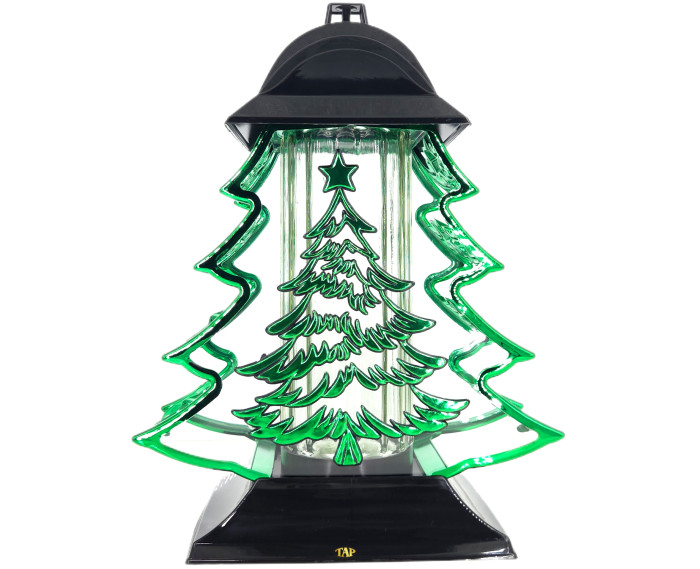 Duży znicz 34cm choinka boże narodzenie metalizowany zielony z choinką