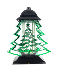 Duży znicz 34cm choinka boże narodzenie metalizowany zielony z choinką