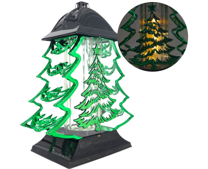 Duży znicz 34cm choinka boże narodzenie metalizowany zielony z choinką