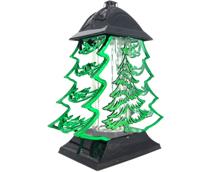 Duży znicz 34cm choinka boże narodzenie metalizowany zielony z choinką
