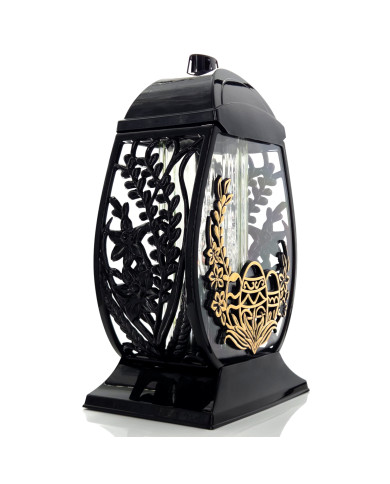 Wielkanocny znicz duży 32cm pisanka z ozdobnymi baziami czarno złoty