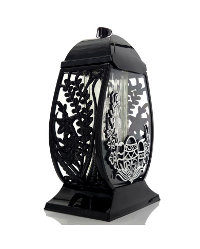 Wielkanocny znicz duży 32cm pisanka z ozdobnymi baziami czarno srebrna