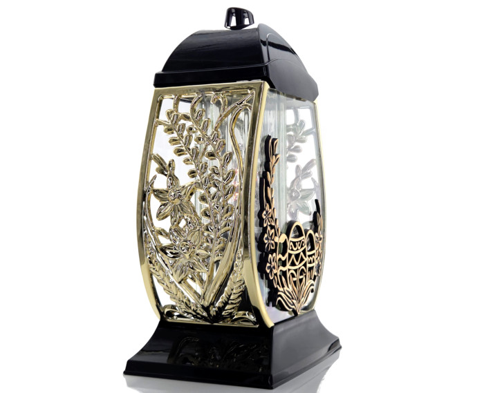 Wielkanocny znicz metalizowany duży 32cm pisanka z ozdobnymi baziami złoty