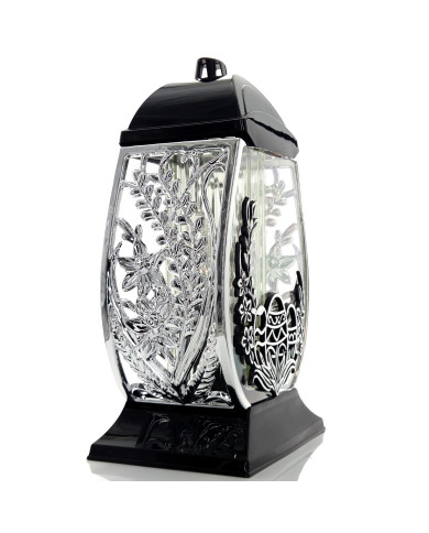 Wielkanocny znicz metalizowany duży 32cm pisanka z ozdobnymi baziami srebro