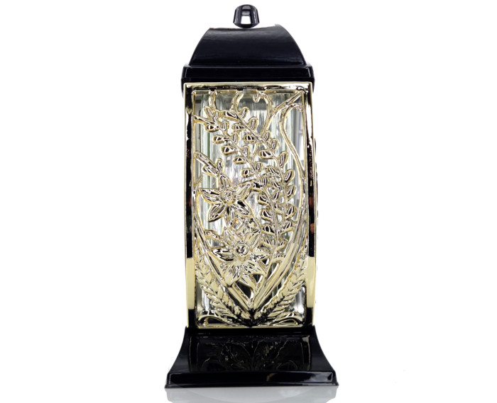 Wielkanocny znicz metalizowany duży 32cm pisanka z ozdobnymi baziami złoty