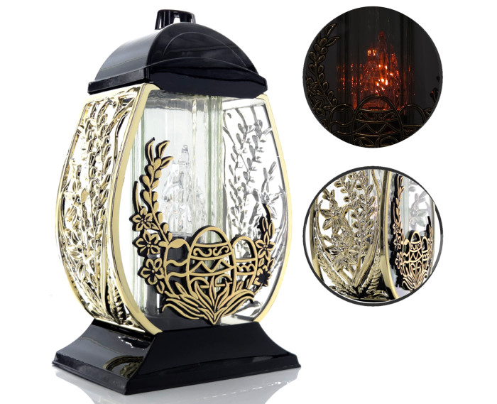 Wielkanocny znicz metalizowany duży 32cm pisanka z ozdobnymi baziami złoty