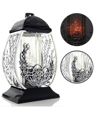 Wielkanocny znicz metalizowany duży 32cm pisanka z ozdobnymi baziami srebro