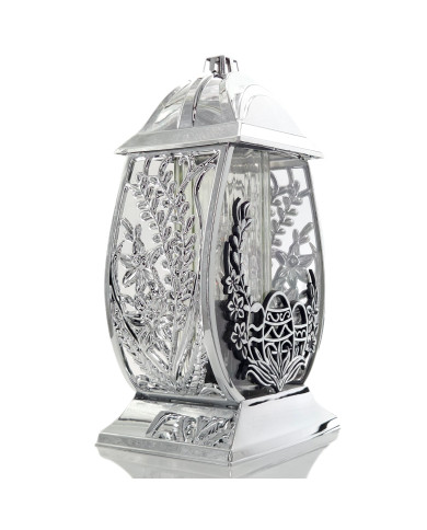 Wielkanocny znicz metalizowany srebro duży 32cm pisanka z ozdobnymi baziami