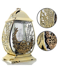 Wielkanocny znicz metalizowany złoty duży 32cm pisanka z ozdobnymi baziami