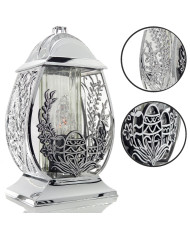 Wielkanocny znicz metalizowany srebro duży 32cm pisanka z ozdobnymi baziami