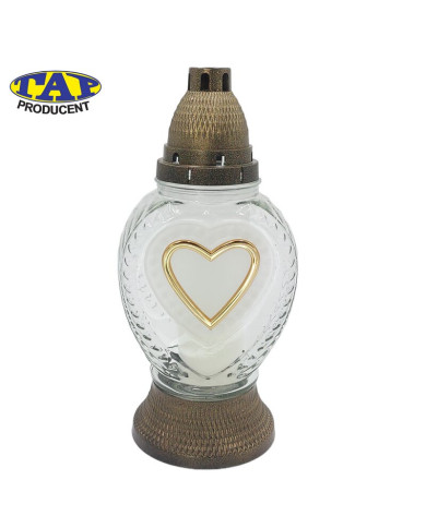 Znicz-szklany-ze-złotym-sercem-i-matowym-przodem-1210-mat-serce-złote