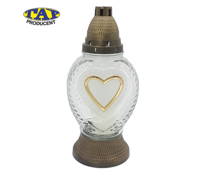 Znicz-szklany-ze-złotym-sercem-i-matowym-przodem-1210-mat-serce-złote